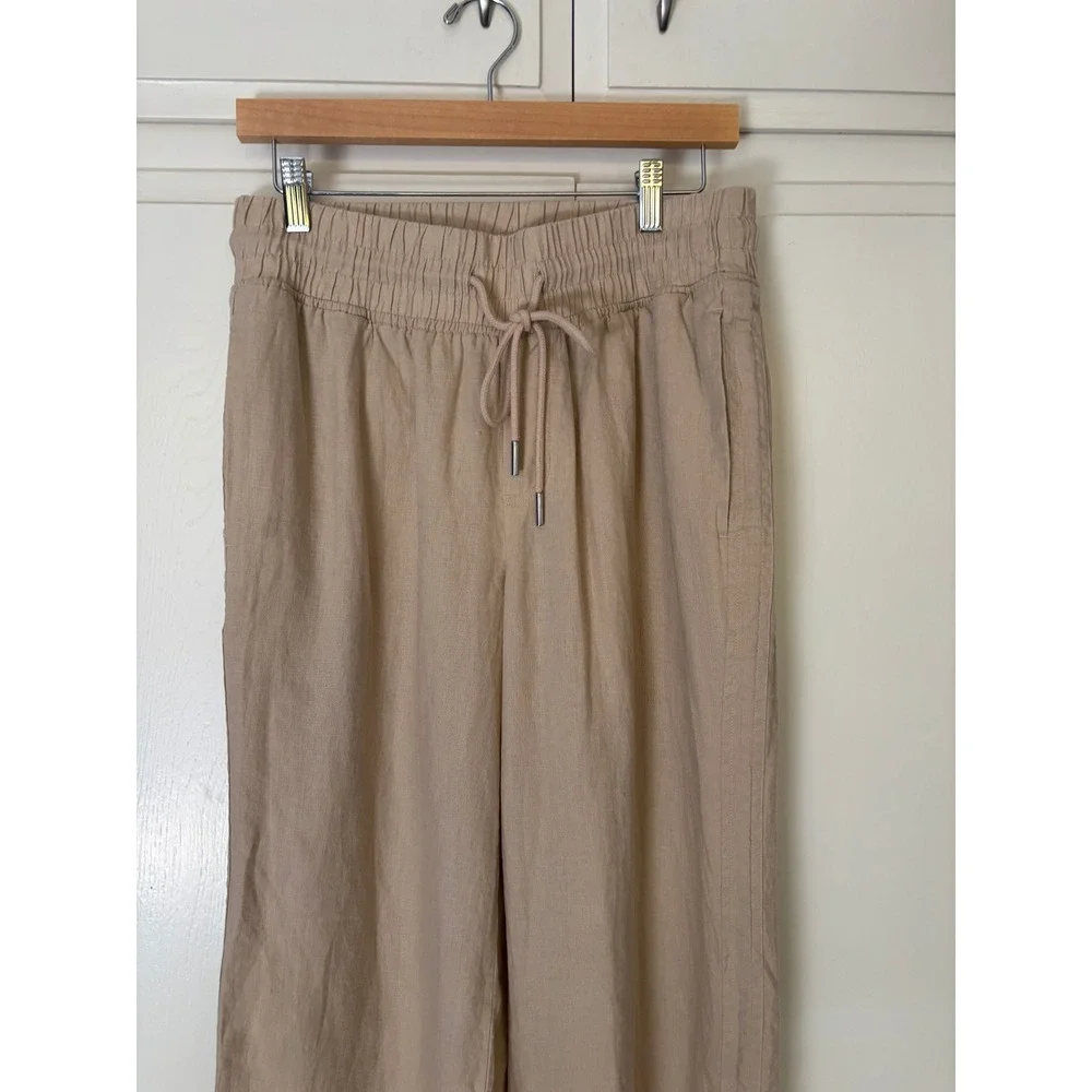 Quince European Linen Wide Leg Pants Beige Sand Drawstring Trousers SP/25
